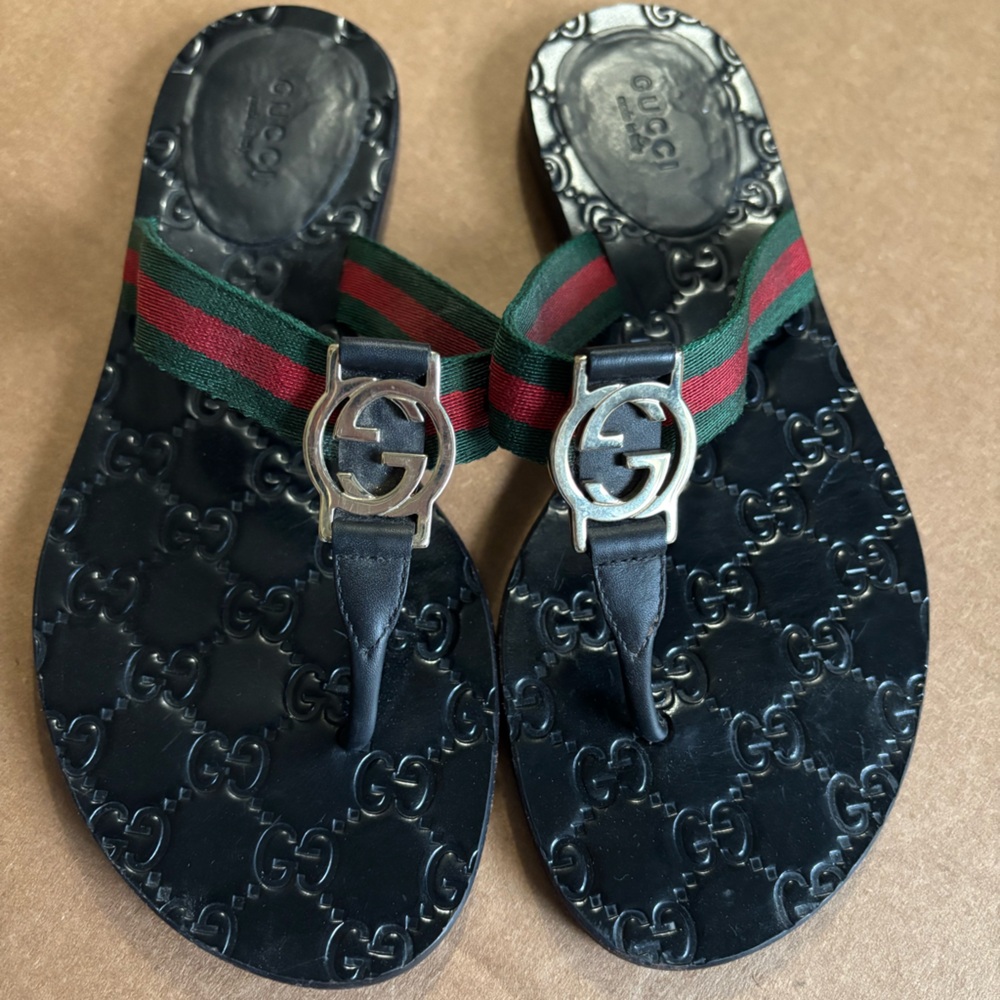 Gucci GG Web Thong Sandal